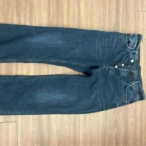 Zara high waisted straight leg blue/ black jeans 38